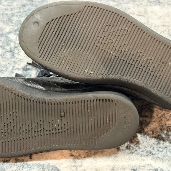 Gucci Black Guccissima Leather High Top Sneakers Size 9.5 - Picture 8 of 11
